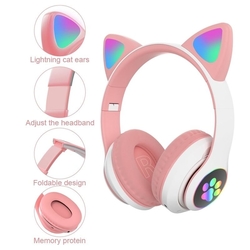 Bezdratová sluchátka CAT EAR STN-28 s mikrofonem růžová